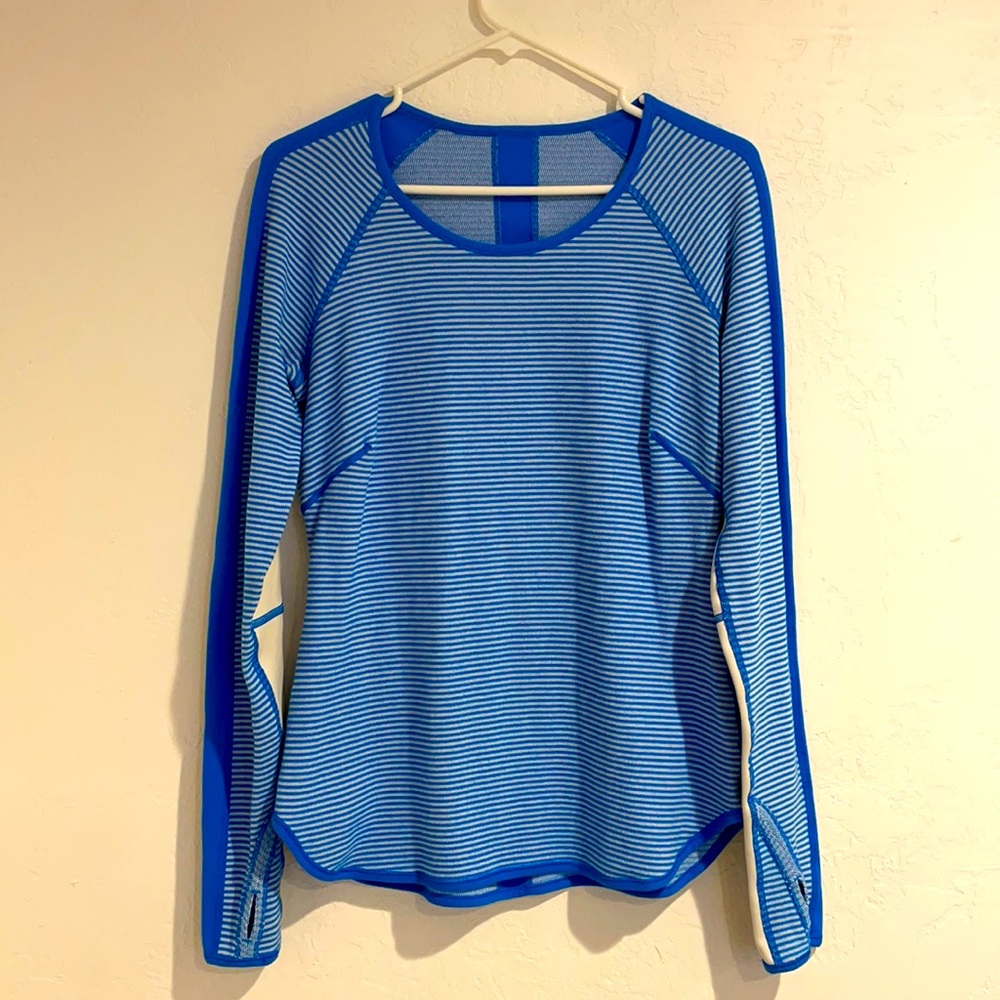 Lululemon Runder Under L/S Beaming Blue Polar Sz 8